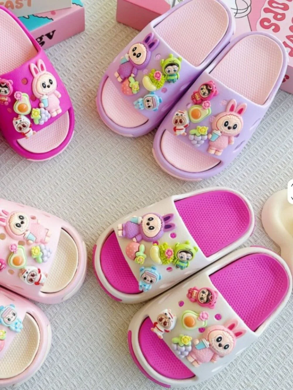 Cute Kids Cartoon Summer Slides Sandals | Kawaii Beach Slippers | Lavender
